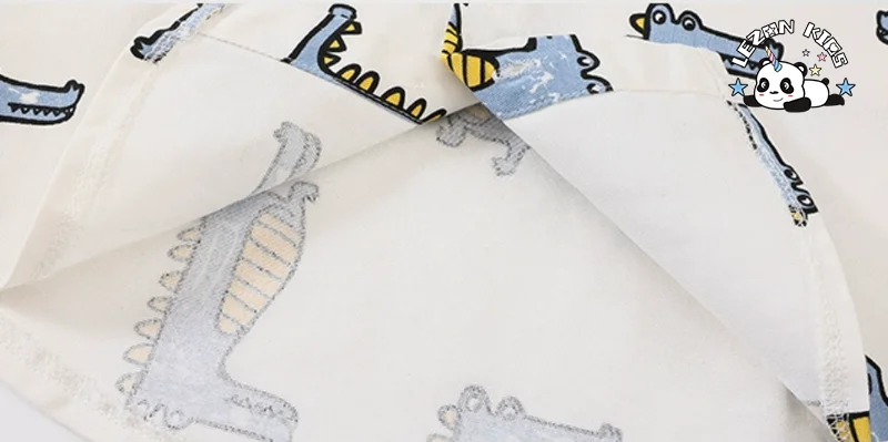LEZONKIDS - Customizable High Quality Children's Cotton Shirt Pants Two-piece Set Cartoon Crocodile Boys Summer Clothing Set